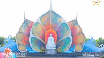 Ngập tràn cờ hoa nơi khuôn viên Học viện Phật giáo Việt Nam tại TP.HCM trước thềm Vesak