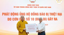 Giáo hội Phật giáo Việt Nam ủng hộ 500 triệu đồng cứu trợ đồng bào sau bão số 10